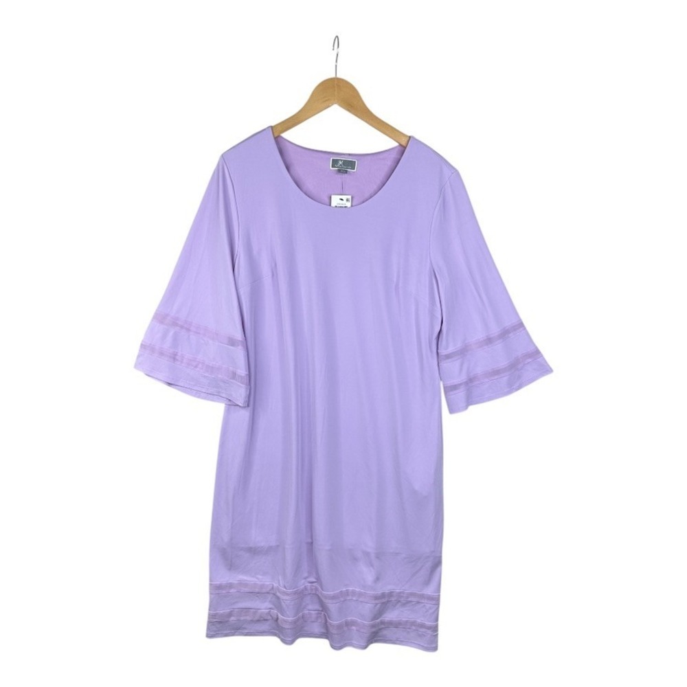NEW Jm Collection Womans Mesh Inset Neck Dress Purple Petite XL